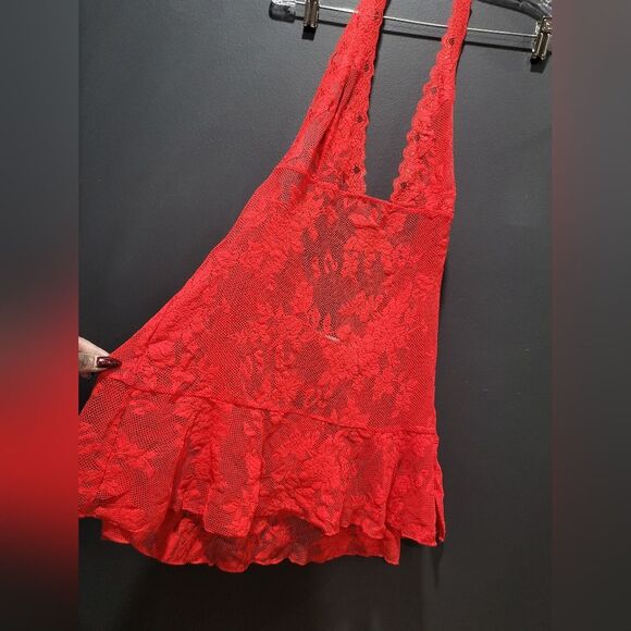 2012 Victoria's Secret Red Full Lace Halter Top Super Mini Dress  Sz XL - Picture 3 of 10